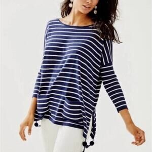 Lilly Pulitzer Navy Stripe Elba Coolmax Tassel Sweater Women's XS